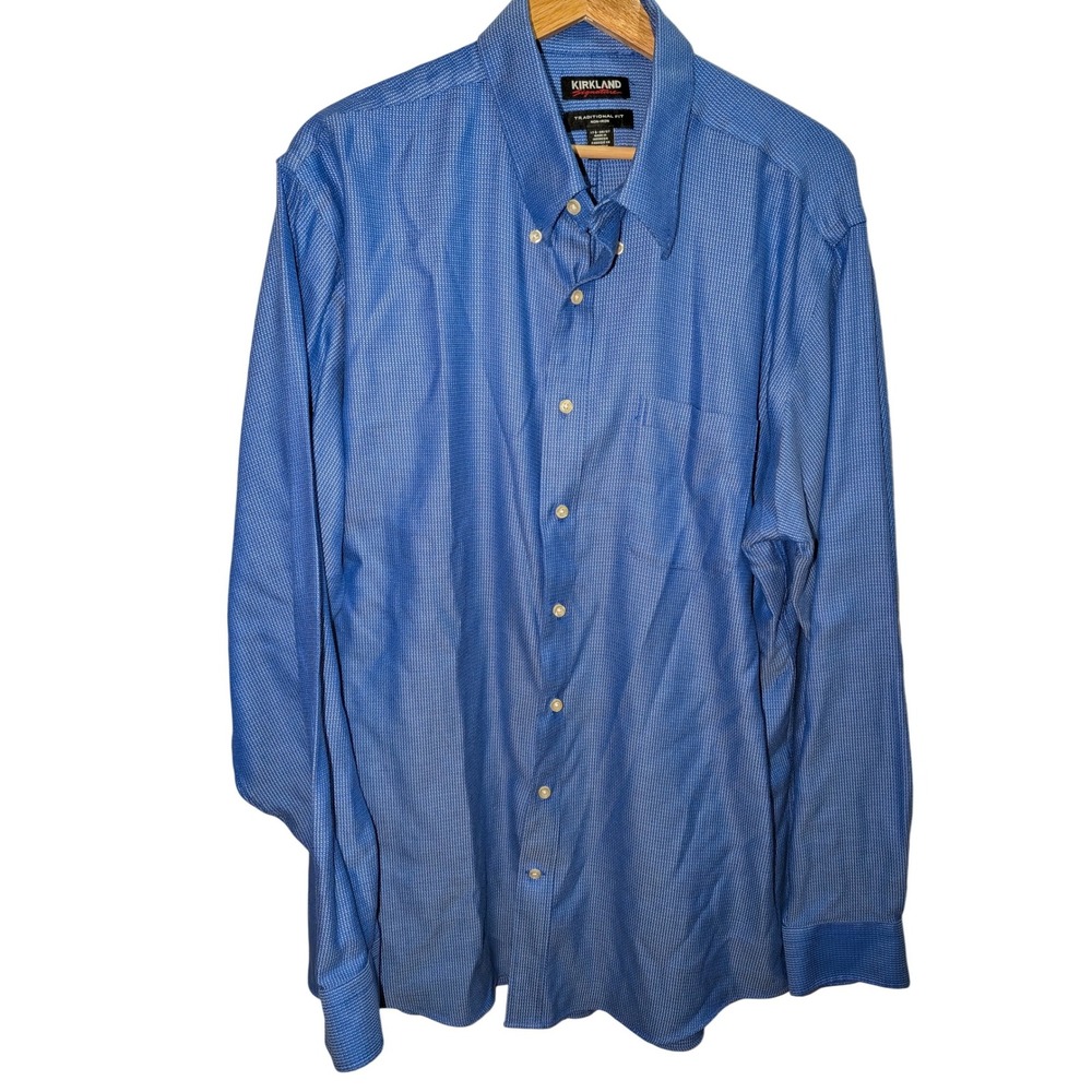 Kirkland Signature Mens Traditional Fit Non-Iron Dress Shirt‎ 17.5 36/37 L/XL
